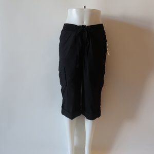 NWT Womens I.N.C. Black Beach Collection Tranquility Cargo Crop Pants 14 *